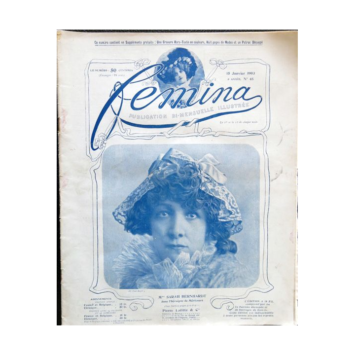 Publication Femina N° 48 - 3° année du 15 janvier 1903, aux éditions Pierre Lafitte & Cie Paris