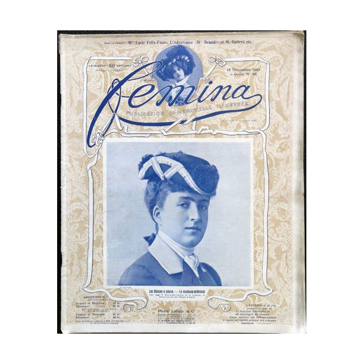 Publication Femina N° 68 - 3° année du 15 novembre 1903, aux éditions Pierre Lafitte & Cie Paris