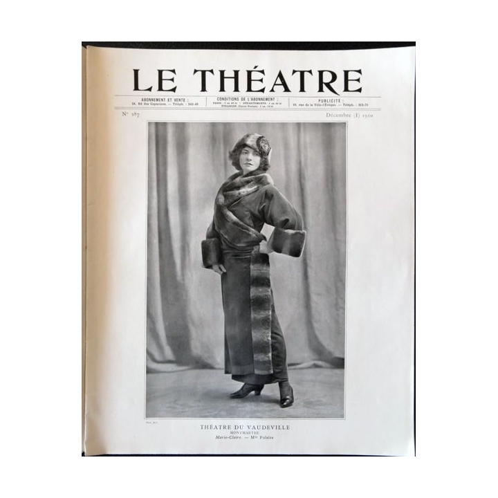 Publication Le Théatre - N° 287 - décembre 1910, Editeurs Manzi, Joyant & Cie Paris