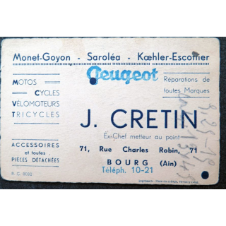 Carte du Garage de Peugeot de Bourg (Ain)