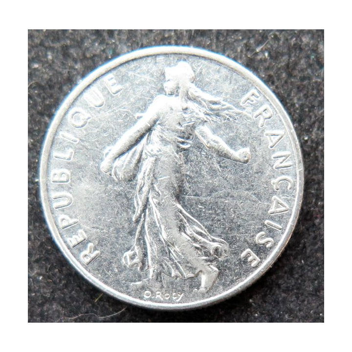 FRANCE : pièce de 1/2 franc Semeuse Nickel tranche striée 1986