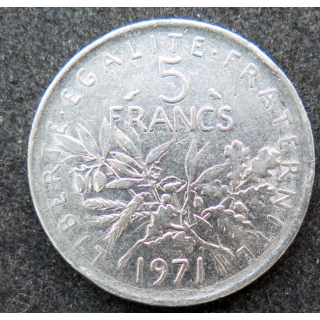 FRANCE : pièce de 5 franc Semeuse Nickel tranche striée 1971