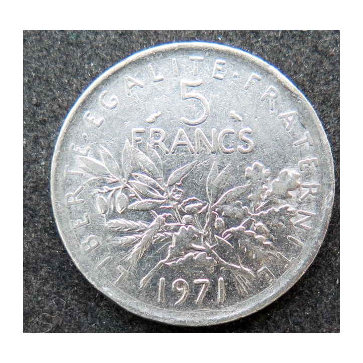 FRANCE : pièce de 5 franc Semeuse Nickel tranche striée 1971
