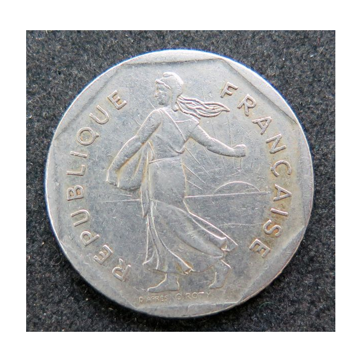 FRANCE : pièce de 2 franc Semeuse Nickel tranche striée 1981