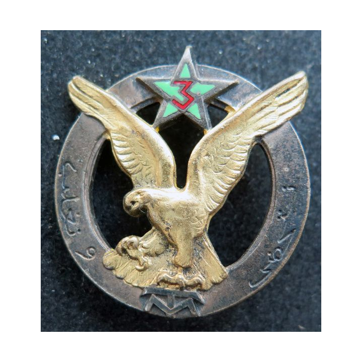3° RTM : insigne métallique du 3° régiment de tirailleurs marocains fabrication Drago Paris en émail