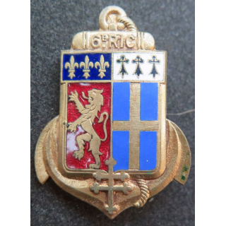 6° RIC : insigne métallique du 6° régiment d'infanterie coloniale de fabrication Courtois en émail