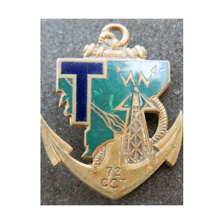 72° CCT : insigne métallique de la 72° compagnie coloniale de transmissions de fabrication Drago Olivier Métra en émail