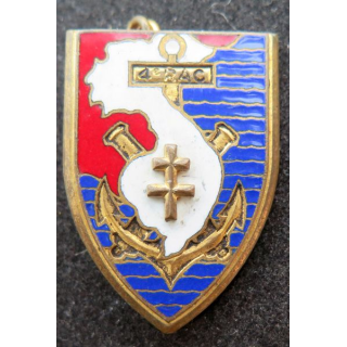 4° RAC : insigne métallique du 4° régiment d'artillerie coloniale Drago Olivier Métra émail