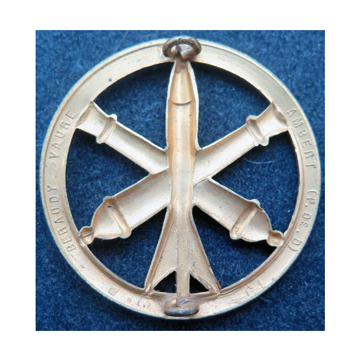 ARTILLERIE : insigne de béret de l'Artillerie de fabrication Beraudy-Vaure