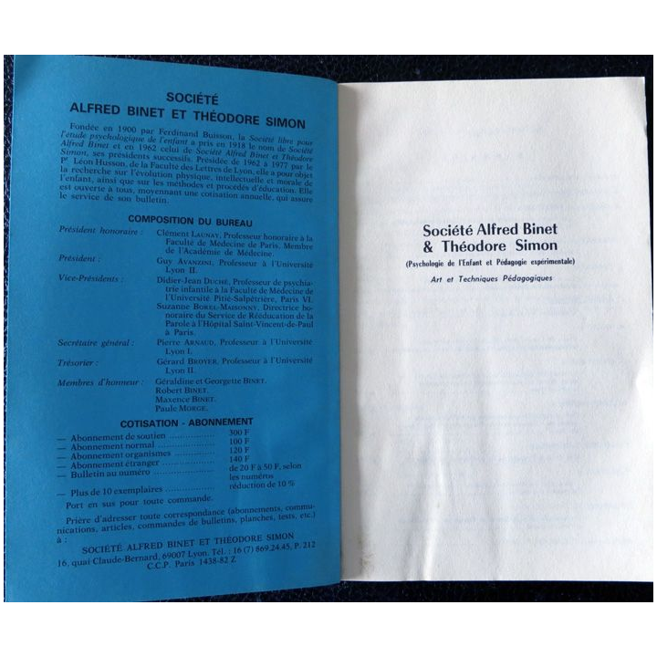 Le Binet Simon  N° 622 - Société interculturelle et éducative, Imprimerie Tardy (1990)
