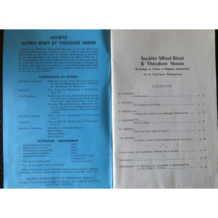 Le Binet Simon  N° 621 - Faut-il supprimer la classe? Imprimerie Tardy (1989)