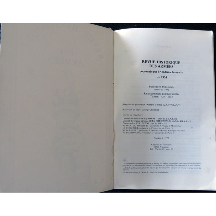 Revue Historique des armées - N° 4 - 1979