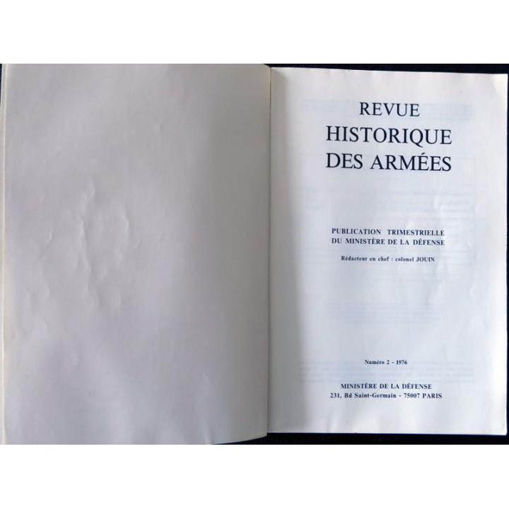 Revue Historique des armées - 3° année N° 2 - 1976