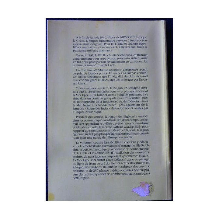 Les allemands en Egée 1941 - 1945 Tome 1 : 1941 de Jean Louis Roba
