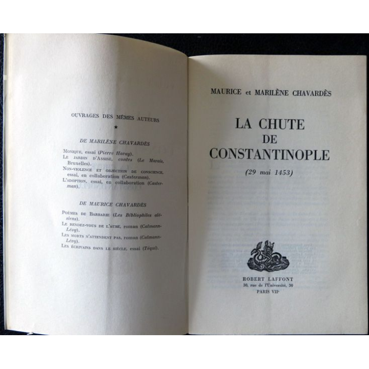 La chute de Constantinople de Maurice & Marilène Chavardès aux éditions Robert Laffont