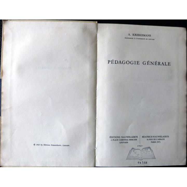 Pédagogie générale deA. Kriekemans aux éditions Nauwelaerts  (1963)