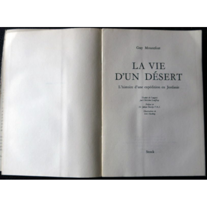 La vie d'un désert de Guy Mountfort aux éditions Stock (1966)
