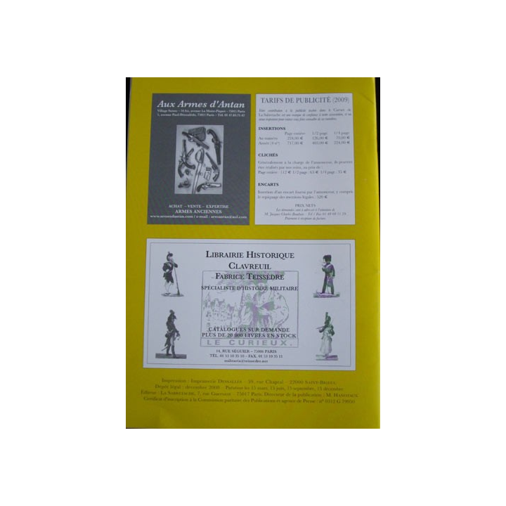 CARNET DE LA SABRETACHE N°178 DEC 2008 LÉGION ÉTRANGÈRE N°1