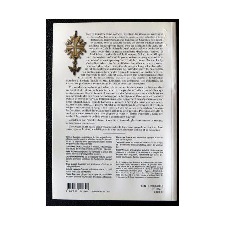 Itinéraires protestants en Languedoc XVI - XX siècle 3-Hérault, Rouergue, Aude et Roussillon, Editions Les Presses du Languedoc
