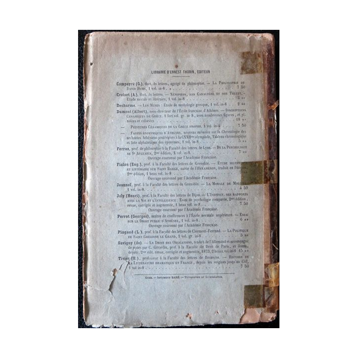 Histoire de l'enseignement secondaire en France au XVII° & au début du XVIII° siècle Ernest Thorin Editeur (1874)