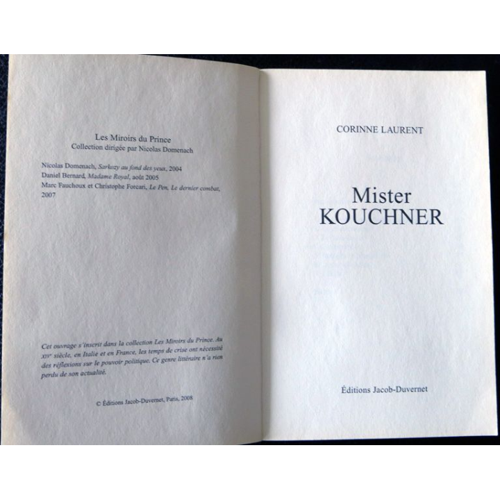 Mister Kouchener portrait d'un aventurier de Corinne Laurent aux Editions  Jacob-Duvernet