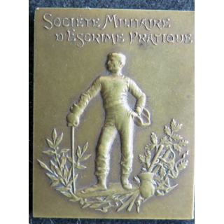 médaille de la société militaire d'escrime pratique dimensions 3,5 x 4,5 cm en bronze