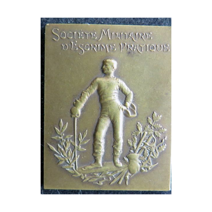 médaille de la société militaire d'escrime pratique dimensions 3,5 x 4,5 cm en bronze