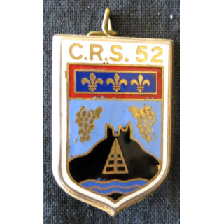 CRS 52 : insigne de la compagnie républicaine de sécurité n° 52 Sancerre, fabrication Drago Paris