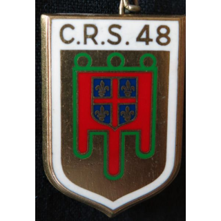 CRS 48 : insigne de la compagnie républicaine de sécurité n° 48 Clermont Ferrand, fabrication Drago Paris