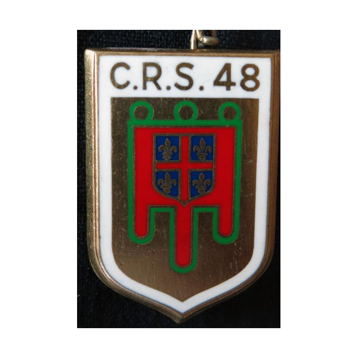 CRS 48 : insigne de la compagnie républicaine de sécurité n° 48 Clermont Ferrand, fabrication Drago Paris