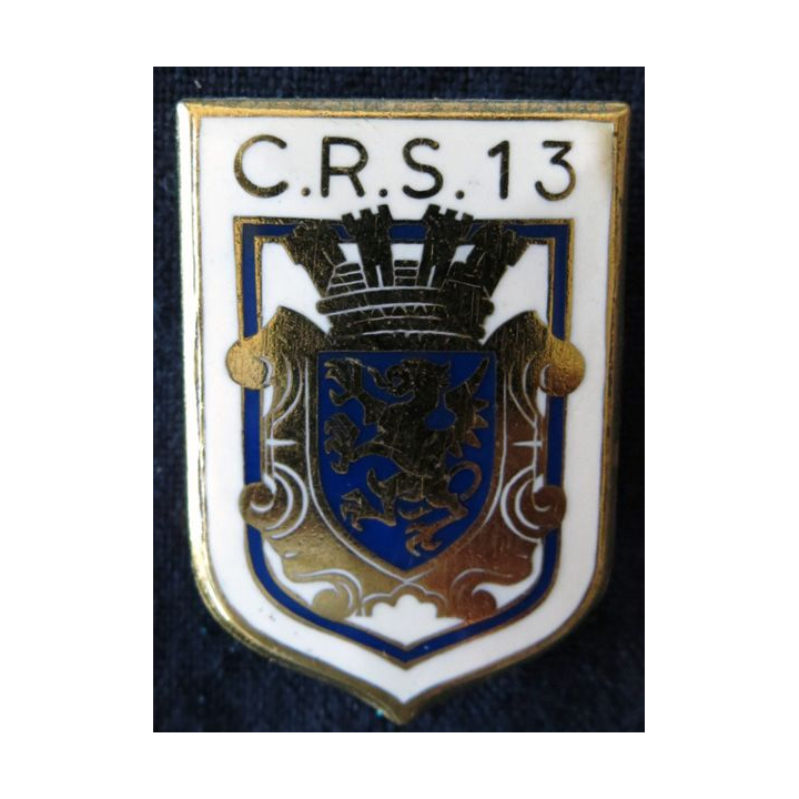 CRS 13 : insigne de la compagnie républicaine de sécurité n° 13 de  Saint-Brieuc, fabrication Drago Marne La Vallée