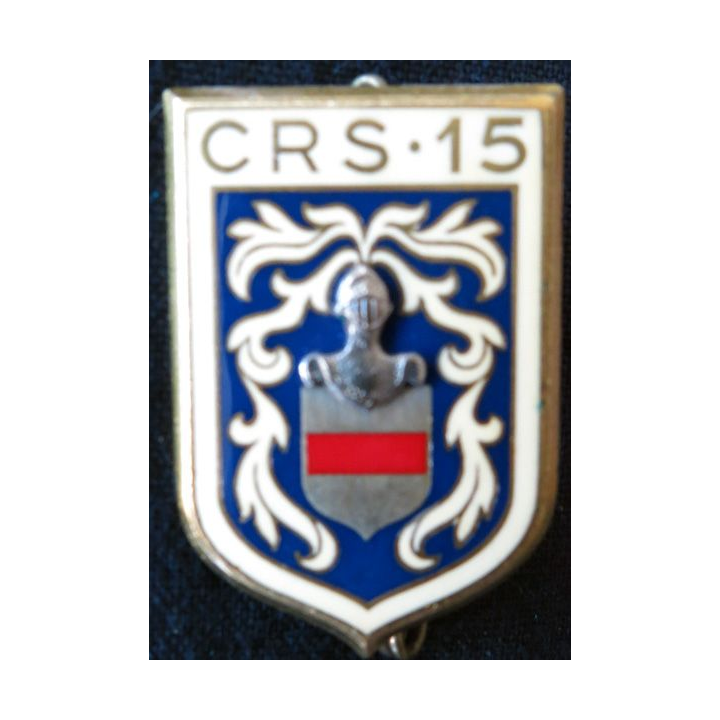CRS 15 : insigne de la compagnie républicaine de sécurité n° 15 Béthune, fabrication Drago Paris