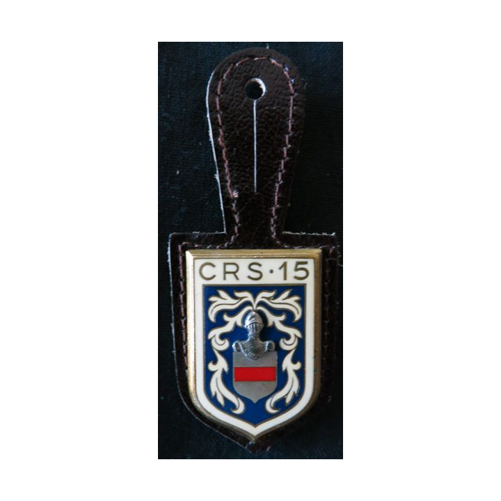 CRS 15 : insigne de la compagnie républicaine de sécurité n° 15 Béthune, fabrication Drago Paris