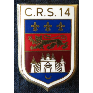 CRS 14 : insigne de la compagnie républicaine de sécurité n° 14 Cenon, fabrication Drago Paris