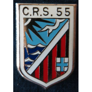 CRS 55: insigne de la compagnie républicaine de sécurité n° 55 de Marseille, fabrication Drago Paris