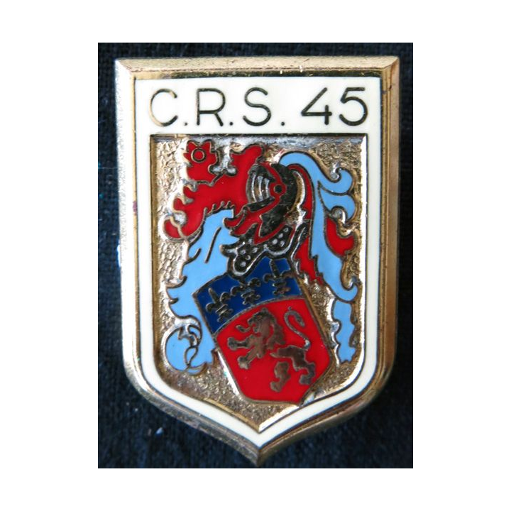 CRS 45: insigne de la compagnie républicaine de sécurité n° 45 de Chassieu, fabrication Delsart Sens