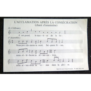 IMAGE PIEUSE : Chant d'Amnèse l'Acclamation après la Consécratio