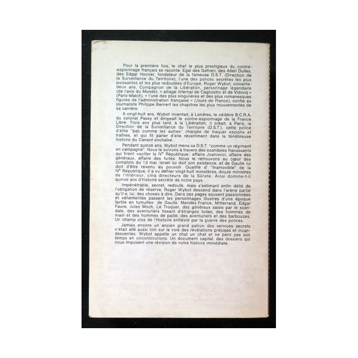 Roger Wybot et la bataille pour la DST de Philippe Bernert 1975