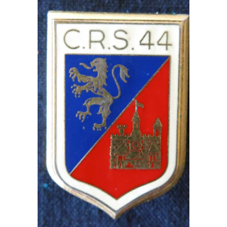 CRS 44: insigne de la compagnie républicaine de sécurité n° 44 de Joigny, fabrication Delsart Sens