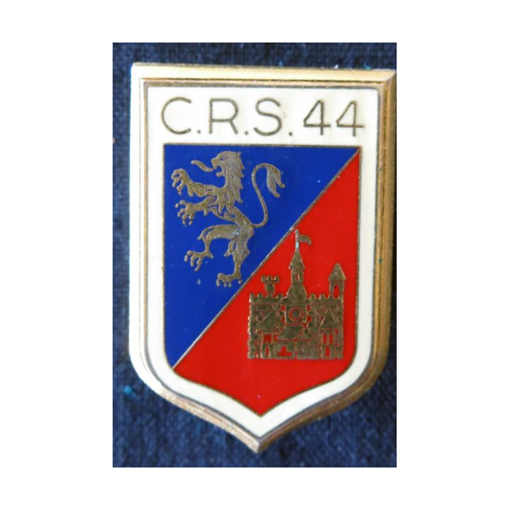 CRS 44: insigne de la compagnie républicaine de sécurité n° 44 de Joigny, fabrication Delsart Sens