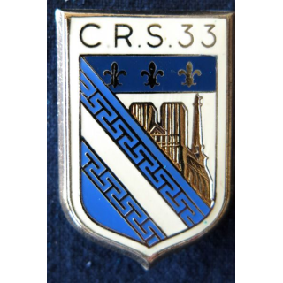 CRS 33: insigne de la compagnie républicaine de sécurité n° 33 de Reims, fabrication Drago Paris