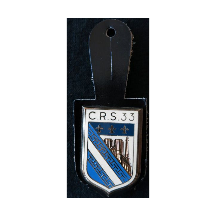CRS 33: insigne de la compagnie républicaine de sécurité n° 33 de Reims, fabrication Drago Paris