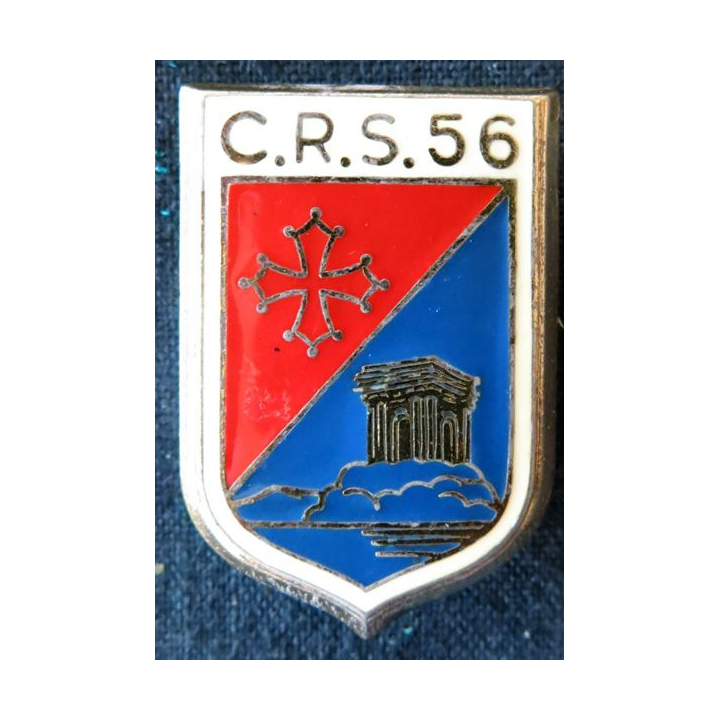 CRS 56: insigne de la compagnie républicaine de sécurité n° 56 de Montpellier, fabrication Drago Paris