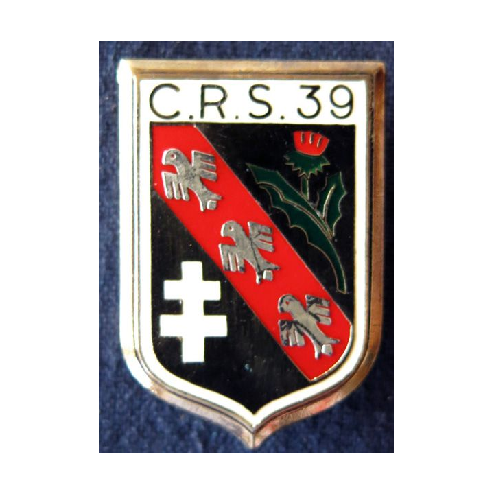 CRS 39: insigne de la compagnie républicaine de sécurité n° 39 de Jarville-la-Malgrange, fabrication Drago Paris