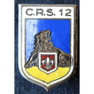 CRS 12 : insigne de la compagnie républicaine de sécurité n° 12 Lambersart (Lille), fabrication Drago Paris