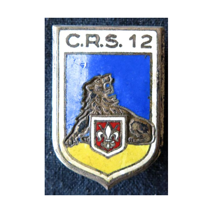 CRS 12 : insigne de la compagnie républicaine de sécurité n° 12 Lambersart (Lille), fabrication Drago Paris