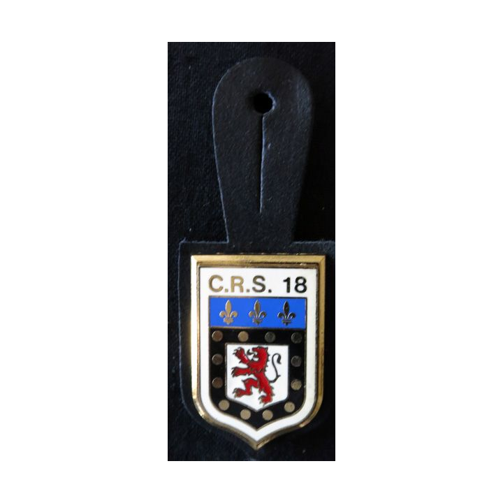 CRS 18 : insigne de la compagnie républicaine de sécurité n° 18 de Poitiers, fabrication Delsart Sens