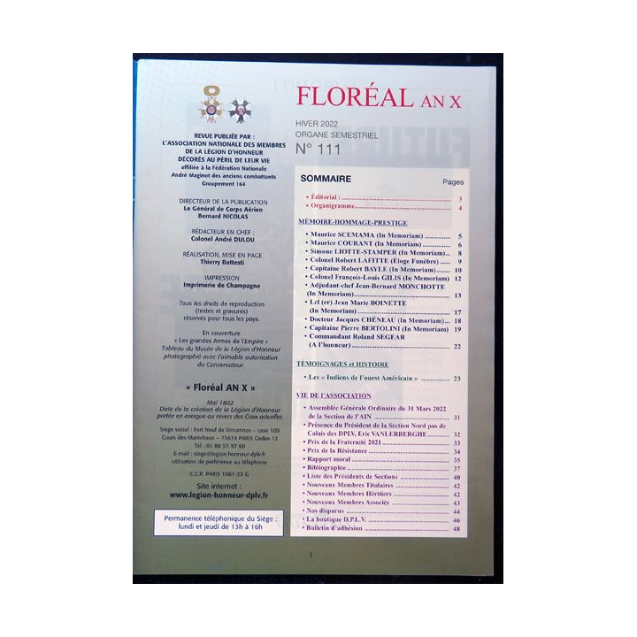 Floréal An X semestriel N° 111 Hiver 1922