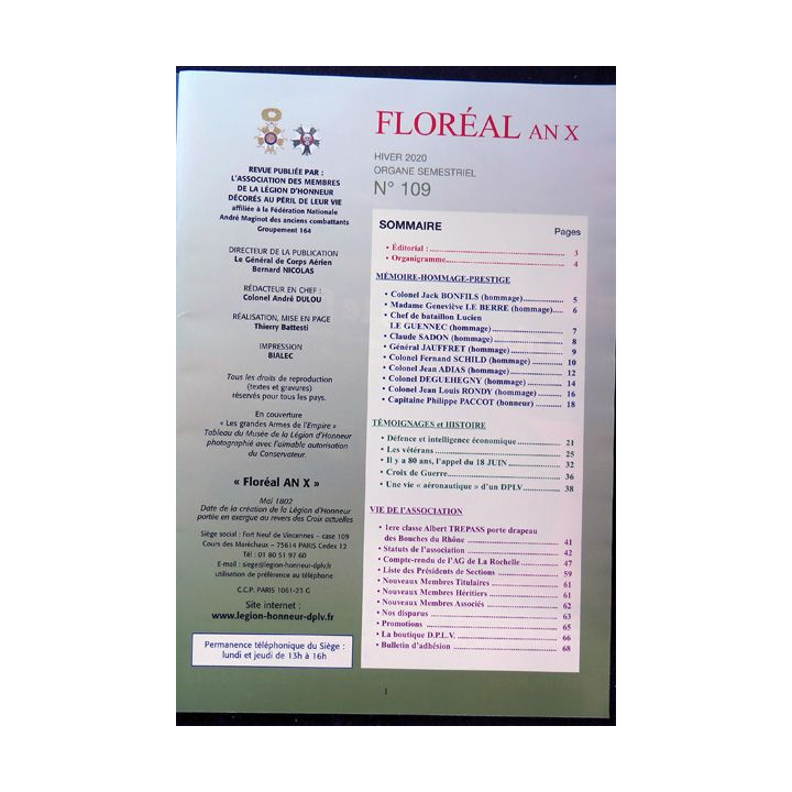 Floréal An X semestriel N° 109 Hiver 1920