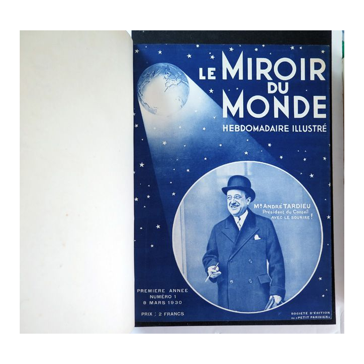 Le miroir du monde 1° semestre 1930 relié demi cuir du n° 1 du 8 mars 1930 au n° 21 du 26 Juillet 1930